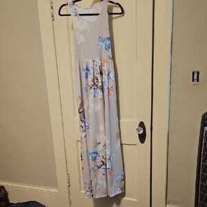 Sexy Taupe Floral Print Sleeveless Long Boho Dress
